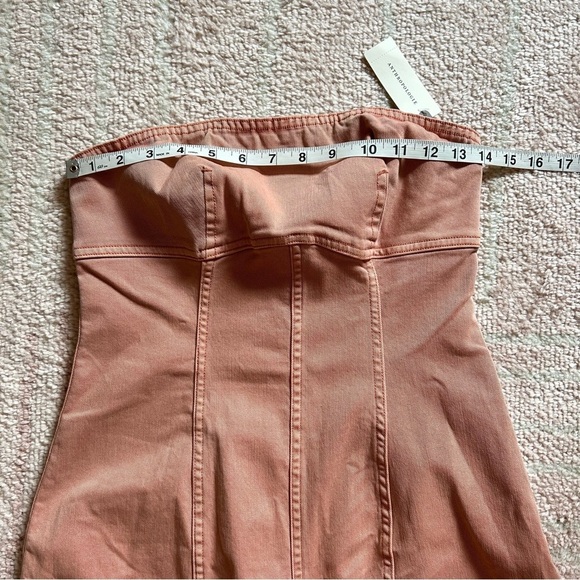 NWT Anthropologie Pilcro Icon Fluted Denim Midi Dress Size Small Coral - Picture 9 of 14